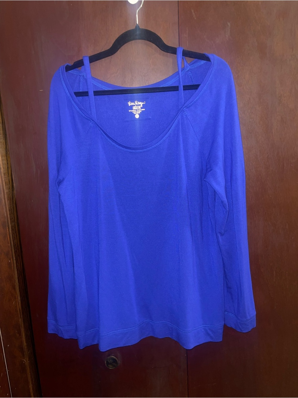 Lilly Pulitzer Cobalt Blue Long Sleeve Scoop Neck Top with Strappy Detail